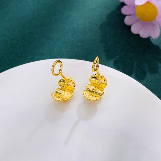 【限时克减150元】足金999.9 #清新 【精品】实心INS风极简几何椭圆拉丝凹面耳饰耳钉耳圈(AWWES00315)（预售产品下单后不退款不退货不换货不补差价 商品图1