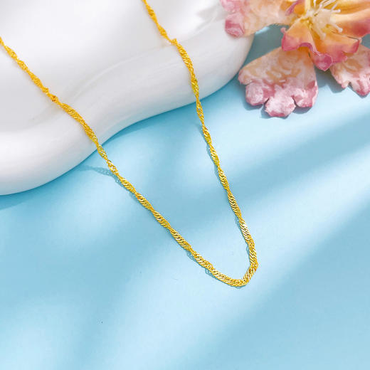 【限时克减150元】足金999 5G黄金实心水波纹侧身链不可调节机织项链（面宽约1.5-1.9mm）(BJ5GXL00088-1)（预售产品下单后不退款不退货不换货不补差价） 商品图1