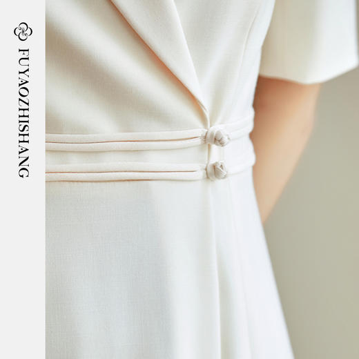 FUYAO扶摇 中华风连衣裙女修身显瘦西装裙优雅短袖高级感大摆裙夏 商品图2