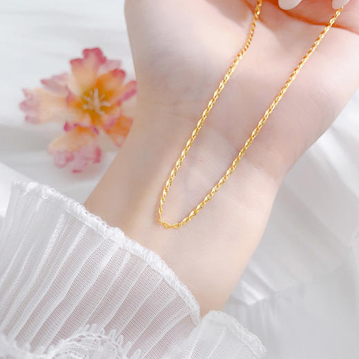 【限时克减150元】足金999 5G黄金不可调节金星链机织项链（面宽约1.1-1.5mm）(BJ5GXL00016-2) 商品图2