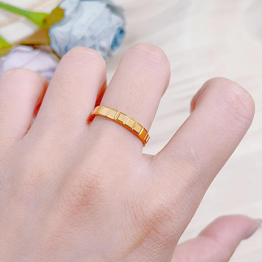 【限时克减150元】足金999 #固口戒指  5G黄金空心巧克力方块圈戒（面宽约2.7-3.1mm）(AG5GJZ00280)（预售产品下单后不退款不退货不换货不补差价 商品图0