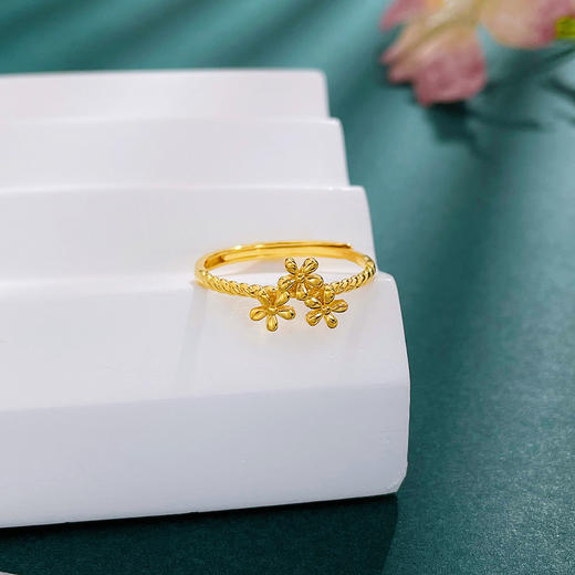 【限时克减150元】足金999 #招桃花 【精品】5G黄金实心活口戒指繁花似锦桃花花形戒指女戒(AN5GJZ00052)（预售产品下单后不退款不退货不换货不补差价 商品图1
