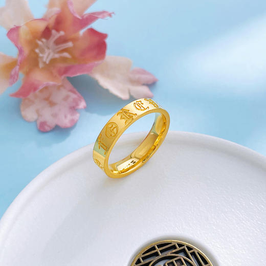 【限时克减150元】足金999 #复古风 #CNC 5G黄金空心克罗心十字架复古潮流固口圈戒(BE5GJZ00170)（预售产品下单后不退款不退货不换货不补差价 商品图2