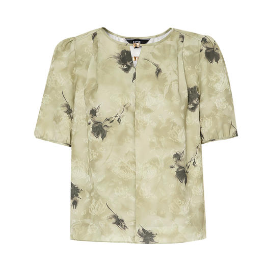 【中式印花直筒小上衣】EITIE爱特爱气质圆领舒适百搭2025夏新款B2513604 商品图5