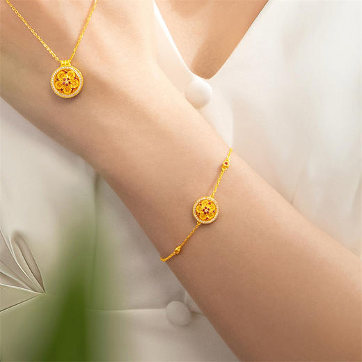 【热卖臻品】芳华-美人如花 勿忘我项链 足金黄金钻石红宝石套链MEMORA诗普琳LN531301 商品图9