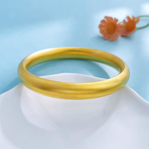 【限时克减150元】足金999.9 #超轻 古法空心固口手镯光圈扁形素圈手镯（面宽约9.5-9.9mm)(AIGFSZ00873-5)预售产品下单后不退款不退货不换货不补差价） 商品图1