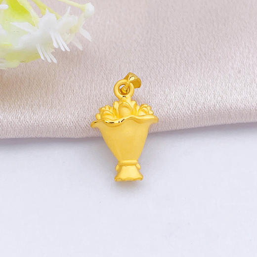 【限时7.5折】【定价黄金】足金 #婚庆 【精品】3D硬金浪漫玫瑰花捧花花束吊坠手捧花吊坠(AR3DDZ00122)（预售产品下单后不退款不退货不换货不补差（预售产品下单后不退款不退货不换货不补差 商品图1