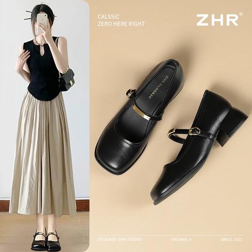 ZHR则则气质玛丽珍鞋女2025新款粗跟法式小皮鞋经典单鞋时尚百搭 商品图1
