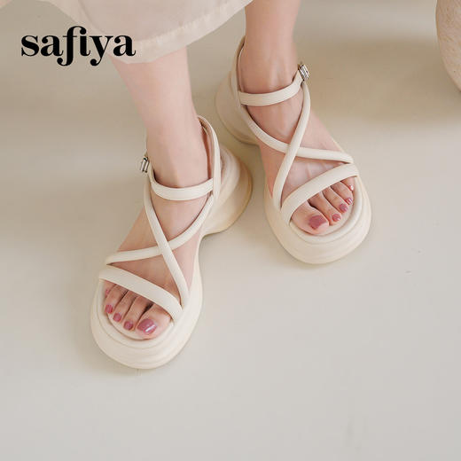 Safiya/索菲娅2025甜酷奶芙·轻便增高百搭露趾厚底松糕罗马凉鞋SFD2115407 商品图8
