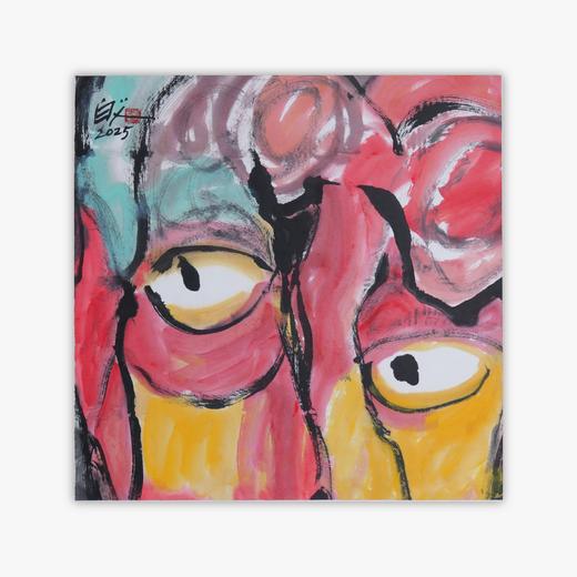 许固令《脸谱之十五》国画原作53CM*53CM 手绘宣纸脸谱系列斗方作品【GH0494】 商品图0