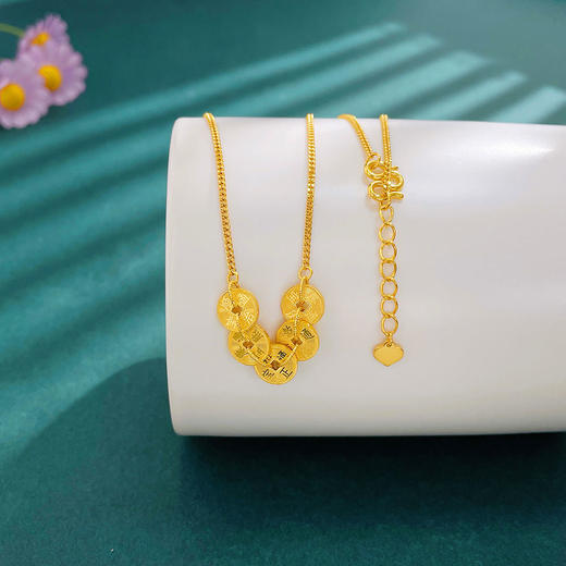 【限时克减150元】足金999 #招财进宝 【精品】实心招财铜钱造型金币五帝币调节套链(AUQTL00228)（预售产品下单后不退款不退货不换货不补差价 商品图0