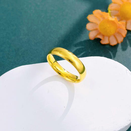 【限时克减150元】足金 #微硬金 无氰5D空心光面素圈固口戒指(AR5DJZ00067)（预售产品下单后不退款不退货不换货不补差价） 商品图1