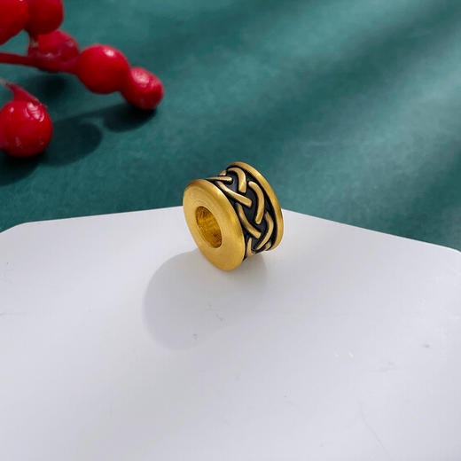 【限时7.5折】【定价黄金】足金 #电黑金 3D硬金电黑金手串配件力量图纹路路通手串配件Diy手串配件(V3DSC00425)（预售产品下单后不退款不退货不换货不补差价） 商品图0