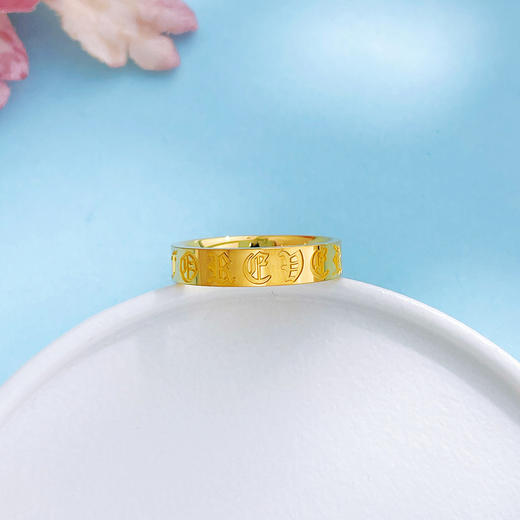 【限时克减150元】足金999 #复古风 #CNC 5G黄金空心克罗心十字架复古潮流固口圈戒(BE5GJZ00170)（预售产品下单后不退款不退货不换货不补差价 商品图0