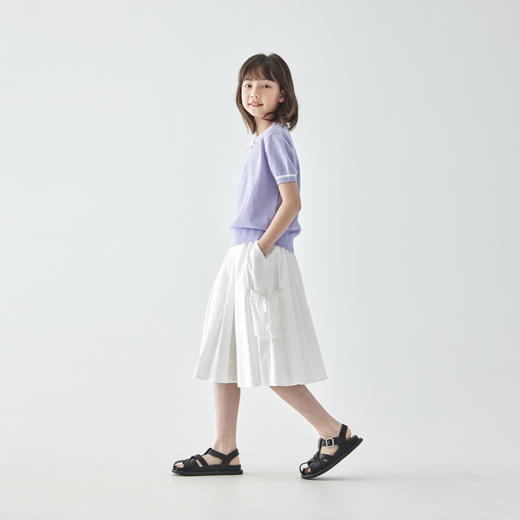 【代发】A字小白裙半身裙 棵初夏季款童装干净清爽简约女童甜美百搭裙子 商品图4