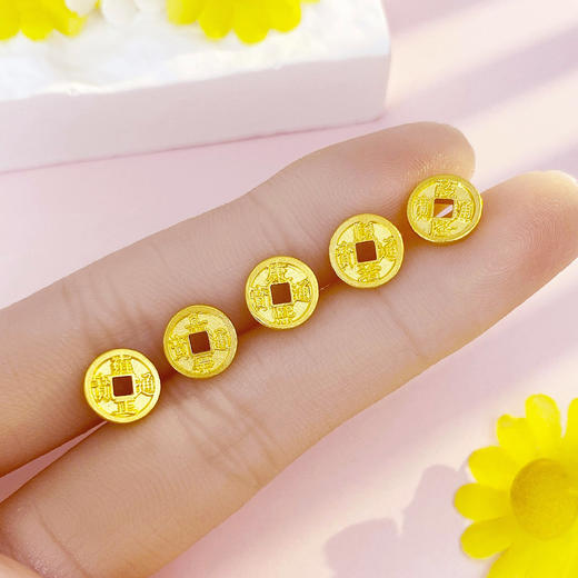 【限时克减150元】足金999 古法空心五帝钱手串配件Diy手串配件/5件（面宽约8-8.5mm，其中一件有字印）(AKGFSC00476)（预售产品下单后不退款不退货不换货不补差价） 商品图3