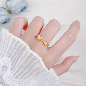 【限时克减150元】足金999 #比翼双飞   5G黄金镂空活口戒指相恋蝶福运蝴蝶圈戒(AG5GJZ00273)（预售产品下单后不退款不退货不换货不补差价）