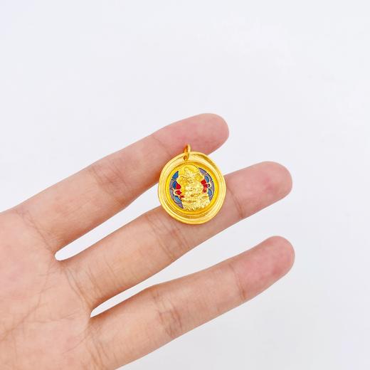 【限时克减150元】足金 古法实心低温珐琅如意圆牌吊坠黄财神手串配件Diy手串配饰(AMGFSC01334)(预售产品下单后不退款不退货不换货不补差价 商品图3