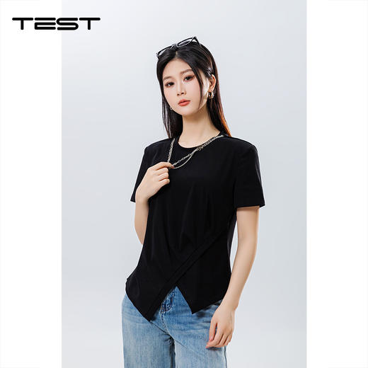 夏上新时尚设计感修身显瘦气质T恤1252056 商品图0
