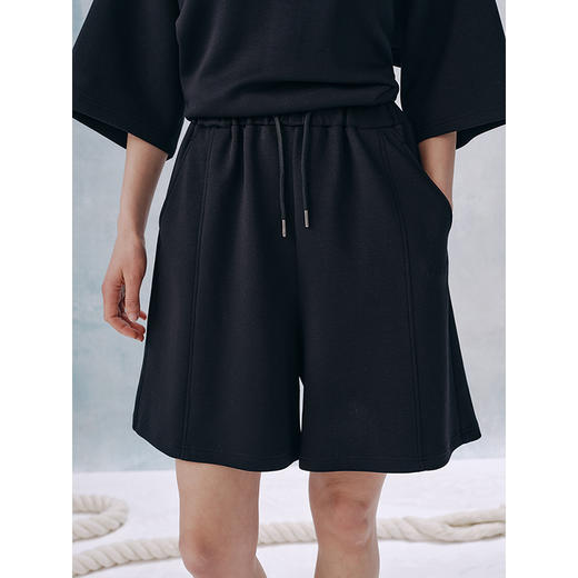 UMILAB【晨曦】柔软透气空气层松弛廓形短袖/松紧腰短裤套装E222M 商品图4