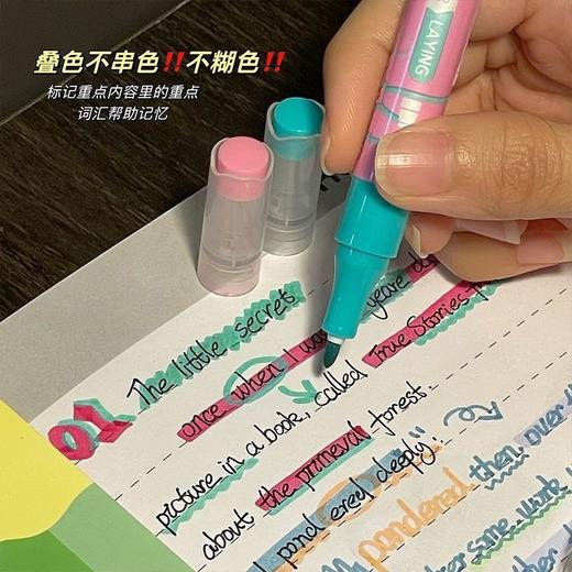 【6支12色装】双色荧光笔创意高颜值粗头学生手账绘画标记清洁剂套装 商品图8
