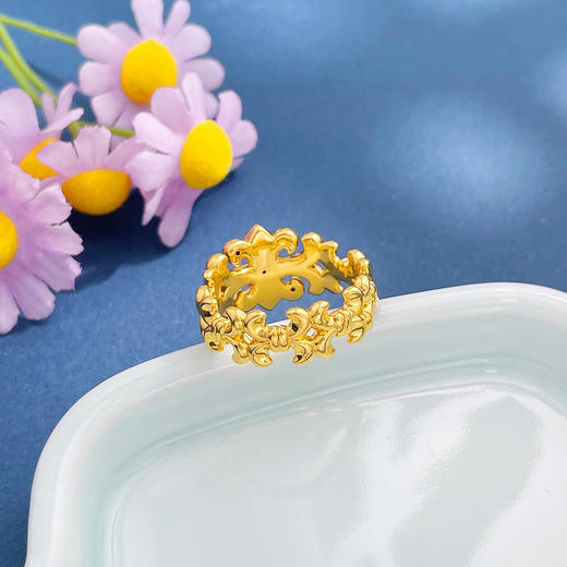 【限时克减150元】足金  #浪漫花卉  无氰5D硬金空心固口戒指鸢尾花女戒克罗心十字固口圈戒(AR5DJZ00055)（预售产品下单后不退款不退货不换货不补差价 商品图2