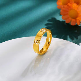 【限时克减150元】足金999.9 【精品】实心固口戒指镜面金螺丝纹圈戒（面宽约3.7-4.1mm)(ANWJZ00011)（预售产品下单后不退款不退货不换货不补差价