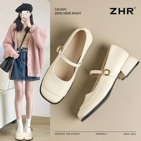 ZHR则则方头玛丽珍鞋女2025新款法式温柔单鞋复古小皮鞋浅口女鞋