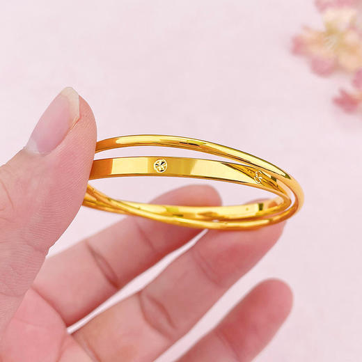 【限时克减150元】足金 【精品】3D硬金空心固口螺丝纹双环手镯米字纹手镯(AR3DSZ00022)（预售产品下单后不退款不退货不换货不补差价）（预售产品下单后不退款不退货不换货不补差价） 商品图2