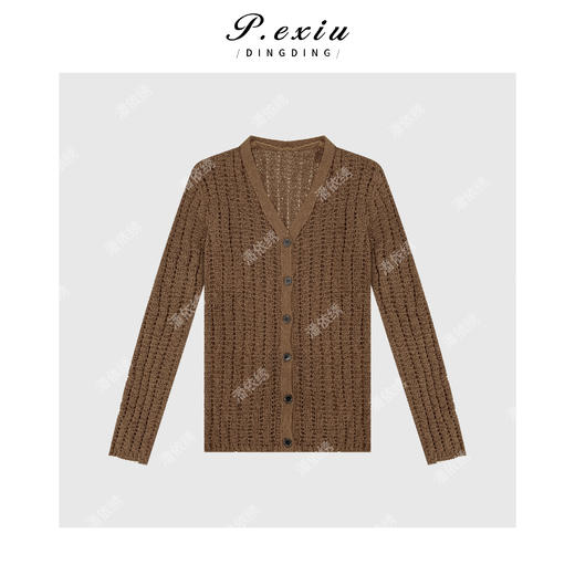 03-4潘依绣丁丁宠粉春夏镂空编织气质V领针织开衫 L2586 商品图1