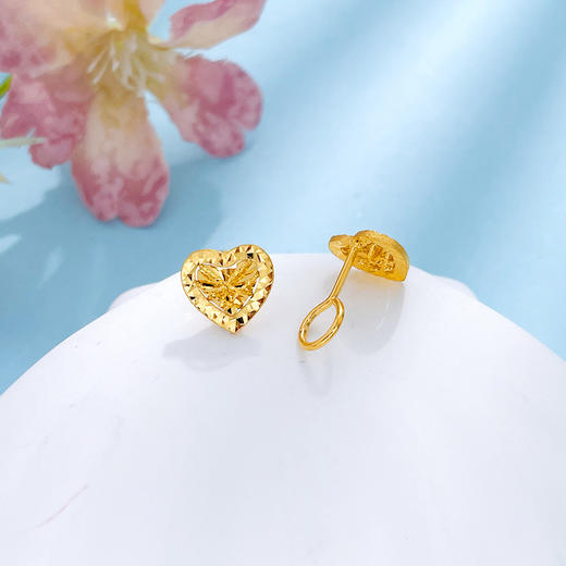 【限时克减150元】足金999 5G绕线镂空心心相印爱心心形耳饰耳钉(BE5GES00015)（预售产品下单后不退款不退货不换货不补差价） 商品图1