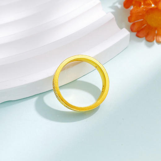 【限时克减150元】足金999 #招财纳福 古法空心镶嵌莫桑石招财铜钱图案腰缠万贯固口戒指(ANQGFJZ00061)（预售产品下单后不退款不退货不换货不补差价 商品图3