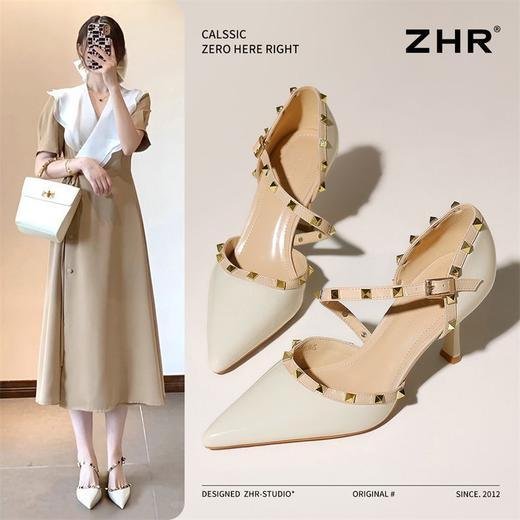 ZHR则则镜面细跟单鞋女2025新款高级百搭女鞋舒适显高精致高跟鞋 商品图1