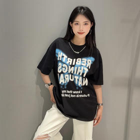 NC圆领字母蝴蝶印花短袖T恤（黑）夏季252130030321