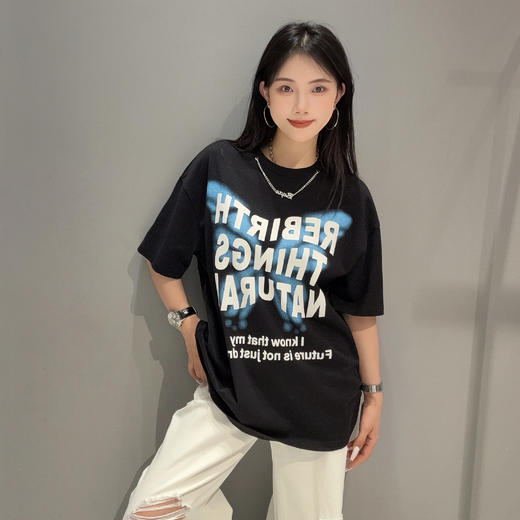 NC圆领字母蝴蝶印花短袖T恤（黑）夏季252130030321 商品图0