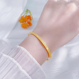 【限时克减150元】足金999.9 【精品】实心镜面金固口手镯满天星钉珠仿钻四方手镯（面宽约3.7-4.1mm，厚约2mm)(BFWSZ00013)