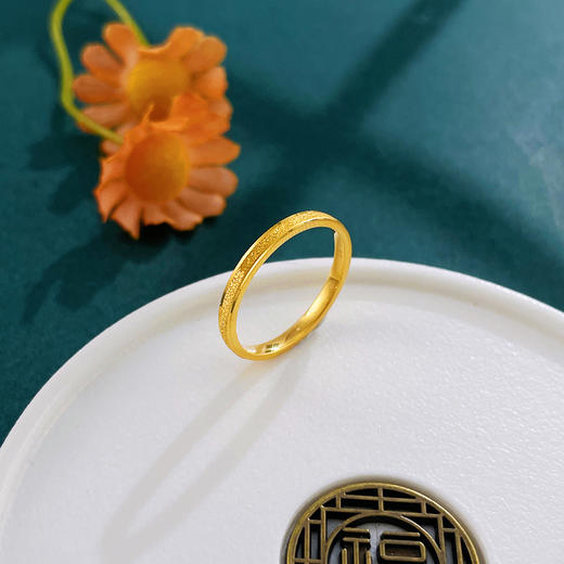 【限时克减150元】足金999 5G黄金空心砂面工艺三生三世固口戒指(AG5GJZ00293)（预售产品下单后不退款不退货不换货不补差价 商品图1