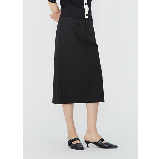 NEELLY纳俪商场同款夏季新款黑色西装半身裙女中长款时尚通勤长裙N25044E04567 商品图1