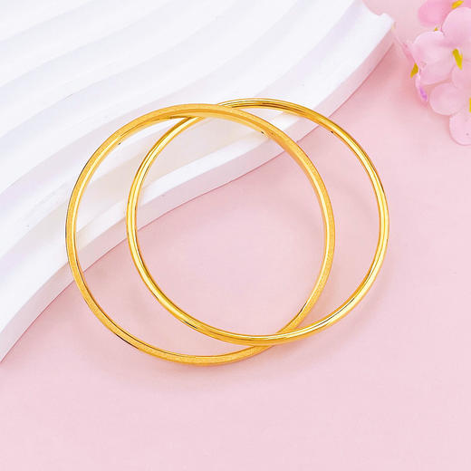 【限时克减150元】足金 【精品】3D硬金空心固口螺丝纹双环手镯米字纹手镯(AR3DSZ00022)（预售产品下单后不退款不退货不换货不补差价）（预售产品下单后不退款不退货不换货不补差价） 商品图1