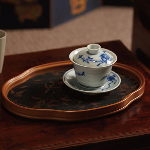 竹小茶丨复古手工竹盘 织锦墨竹茶席/双面皮席 茶具 茶席 茶盘 干泡台 原竹 多款可选 商品图2