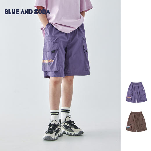 【代发】男童工装风五分裤 蓝汽水夏季山系户外轻薄短裤立体感工装大口袋亲子直筒裤紫色/深咖色 商品图1