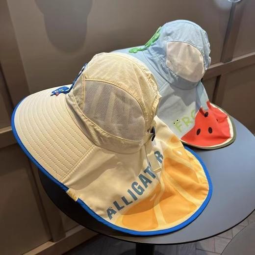 大帽檐儿童防晒帽 夏季宝宝帽子遮阳帽 男童女童渔夫帽太阳帽披肩帽 商品图0