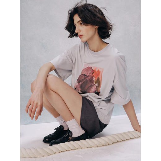 UMILAB【热烈】100%棉数码直喷原创印花宽松廓型短袖T恤夏女T725M 商品图4