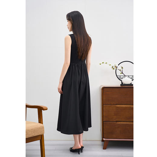 NEELLY纳俪商场同款夏新款新中式国风无袖连衣裙女盘扣高级感长裙N25044Y04585 商品图3