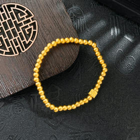 【限时克减150元】足金 3D硬金空心转运珠金珠六字真言经文弹力绳成品手串（珠约3.8-4.2mm）(AK3DSC00033)预售产品下单后不退款不退货不换货不补差价