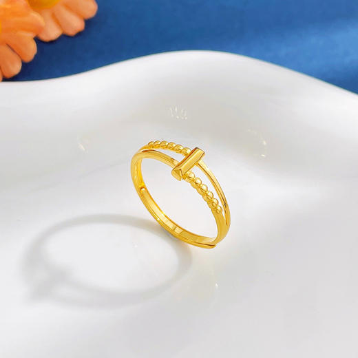 【限时克减150元】足金999 5G黄金实心鱼鳞方块活口女戒(AG5GJZ00301)预售产品下单后不退款不退货不换货不补差价 商品图2