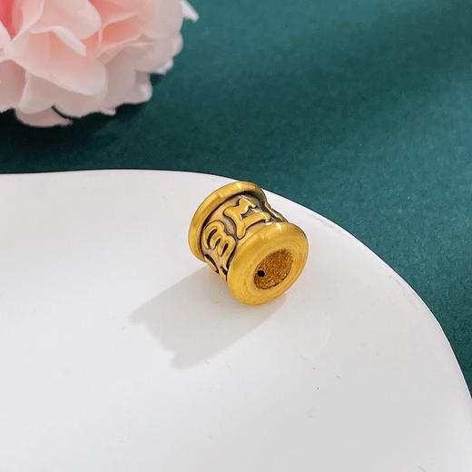 【限时7.5折】【定价黄金】足金 #电黑金 3D硬金电黑金手串配件六字真言路路通Diy手串配件(V3DSC00405-2)预售产品下单后不退款不退货不换货不补差价 商品图1