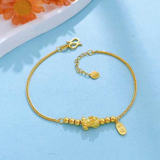 【限时克减150元】足金999 #招财纳福 5G黄金纳福吊饰貔貅宝宝串珠调节手链(AG5GSL00222)（预售产品下单后不退款不退货不换货不补差价） 商品图1