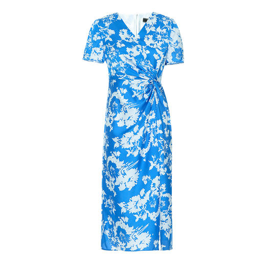 EITIE爱特爱夏装新款国风印花V领收腰开叉显瘦连衣裙2025夏季新款B2507634 商品图5