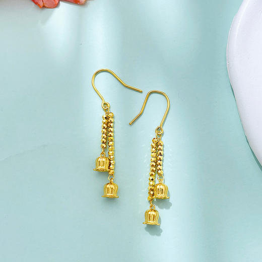 【限时克减150元】足金999 #520快乐 5G黄金实心繁花似锦铃兰花开流苏耳饰耳吊耳钩(BE5GES00072)（预售产品下单后不退款不退货不换货不补差价 商品图1